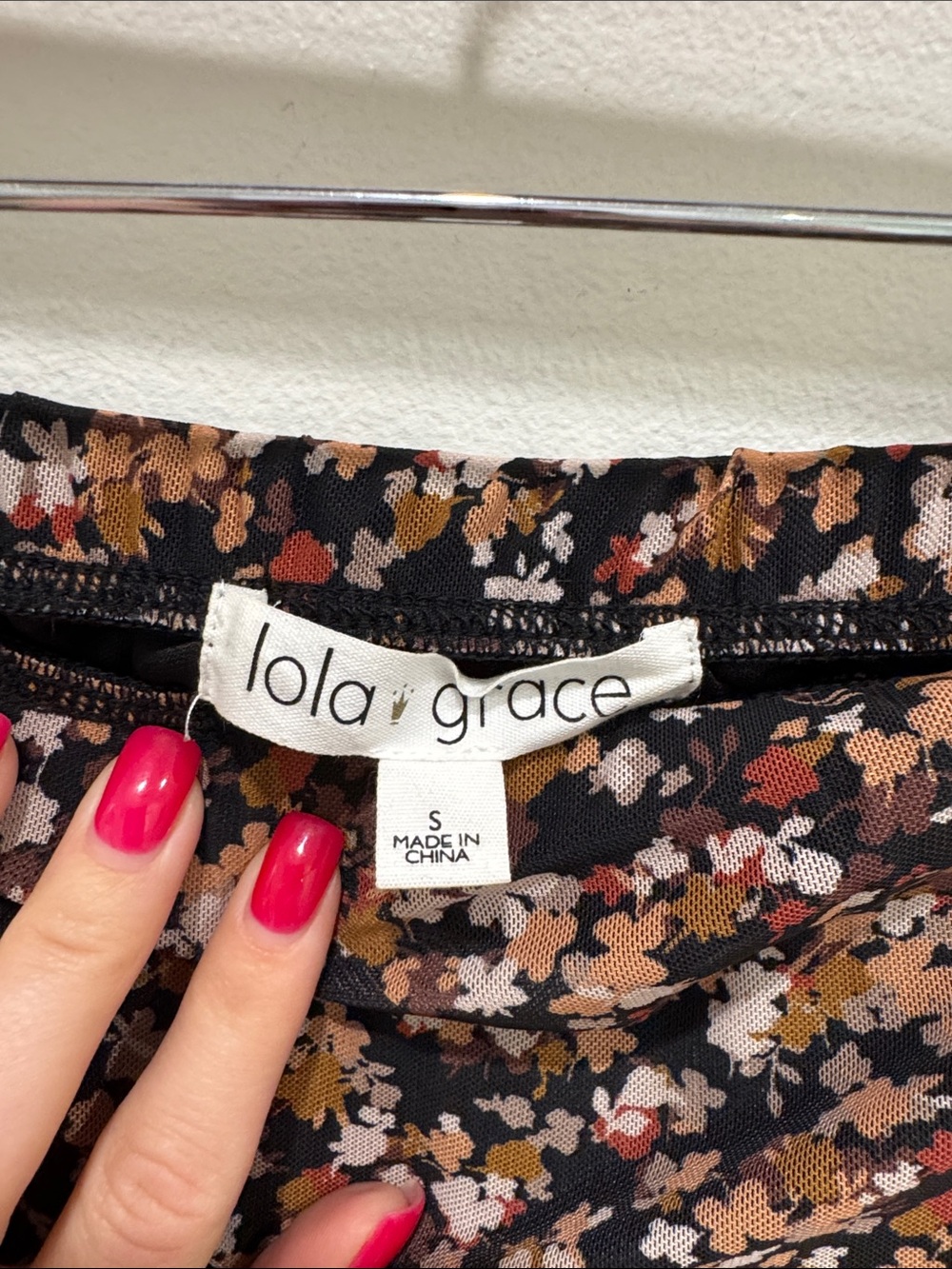 Floral Print Black Mini Skirt with Brown and Tan Accents - Picture 2 of 6